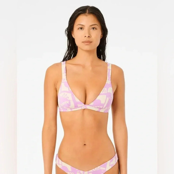 Rip Curl New Wave Fixed Tri Bikini Top & Hi Leg Skimpy Bottoms, violet - Picture 5 of 15